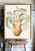 wood framed velodona octopus illustration print wall art